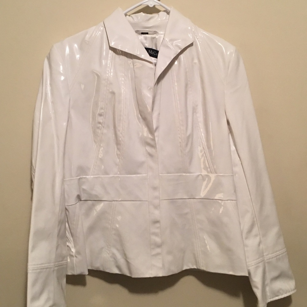 White Latex “Pamela McCoy” Jacket with Belt